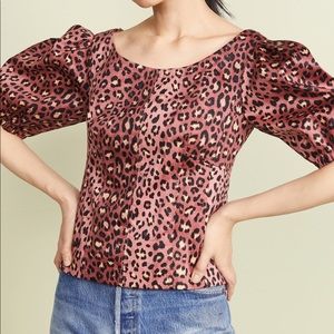 Rebecca Taylor Short Sleeve Leopard Top